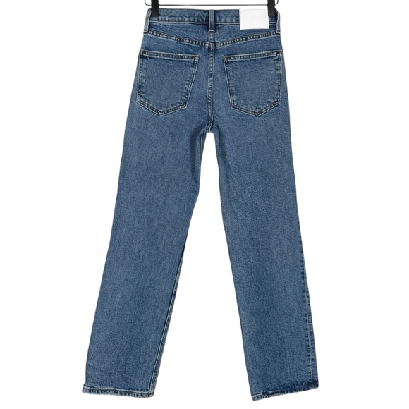 Denim Forum Size 23 Arlo Hi-Rise Straight Medium Blue Wash Stretch Denim Jeans - Picture 7 of 8